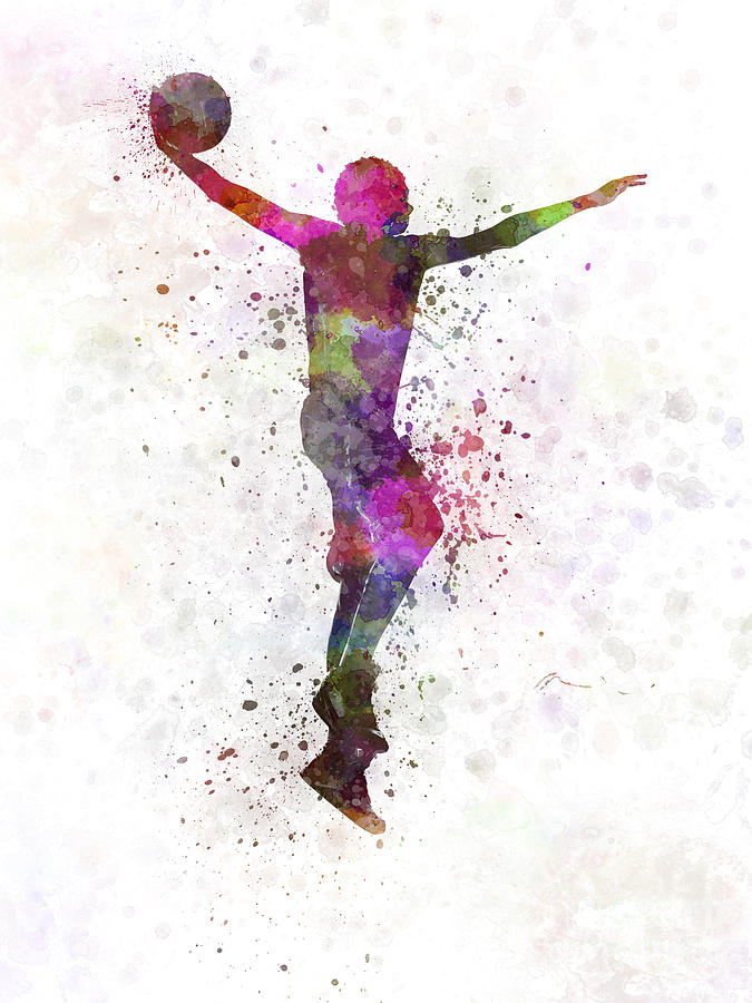 Young Man Basketball Player Dunking Painting by Pablo Romero - Fine Art ...