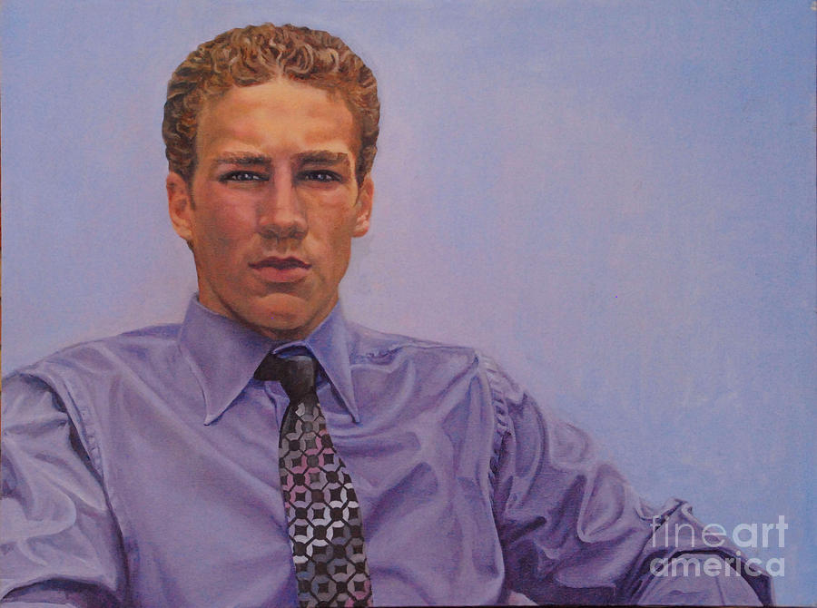 Young man in a purple shirt Painting by Heidi E Nelson