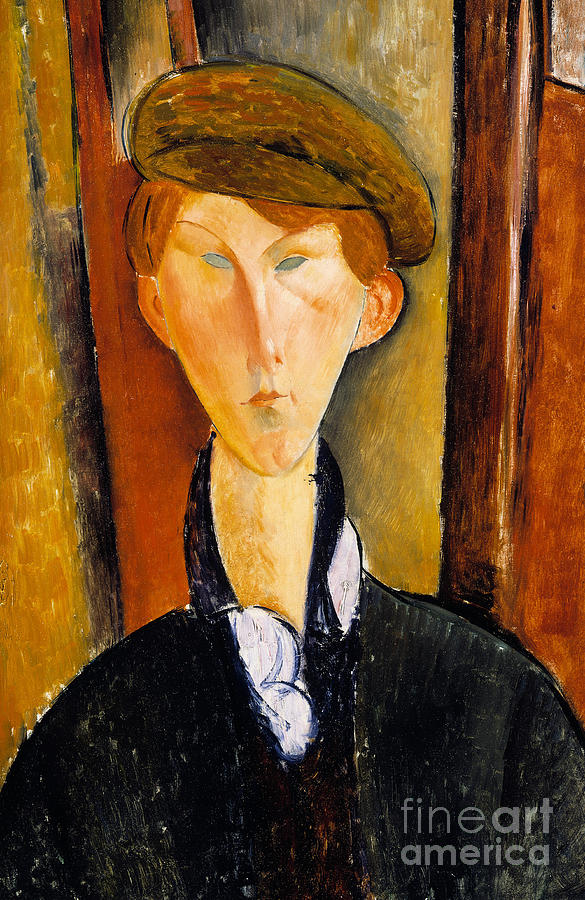 Young man with cap by Amedeo Modigliani Painting by Amedeo Modigliani