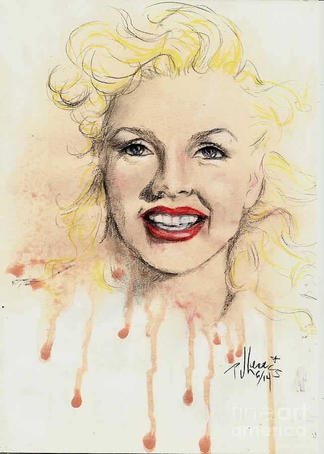 young Marilyn Drawing by PJ Lewis