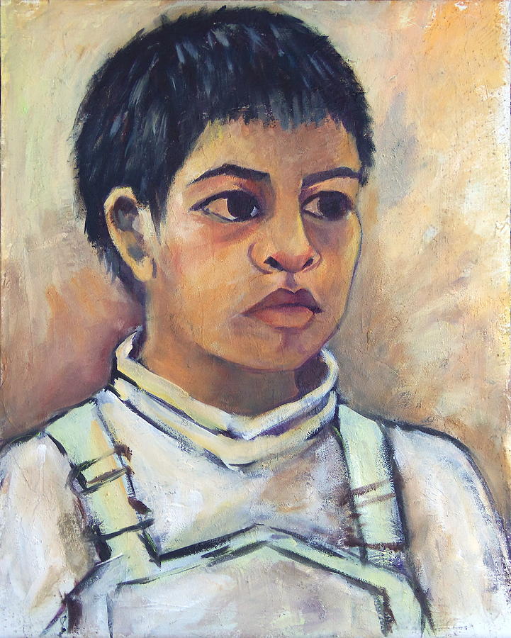 Young Mexican Boy Painting by Susan Santiago