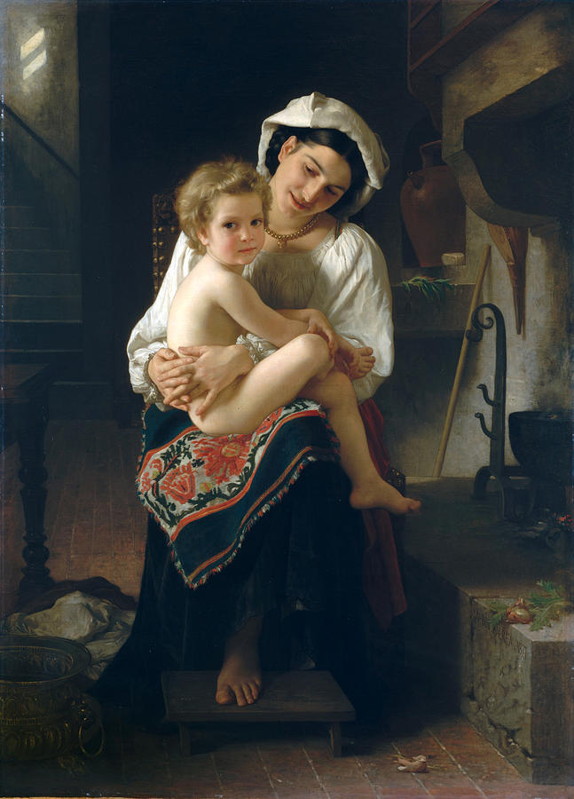William Adolphe Bouguereau Painting - Young Mother Gazing at Her Child by William-Adolphe Bouguereau
