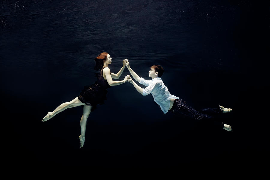 Young Pair Meeting Underwater Photograph by Henrik Sorensen