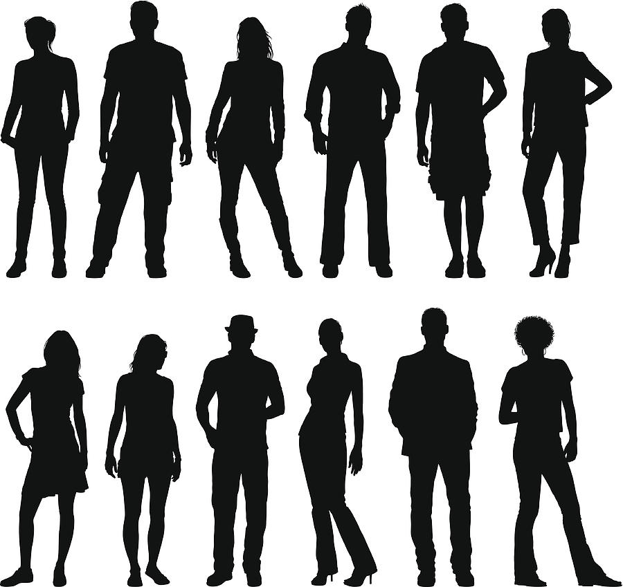 Young People Silhouettes Drawing by Edge69
