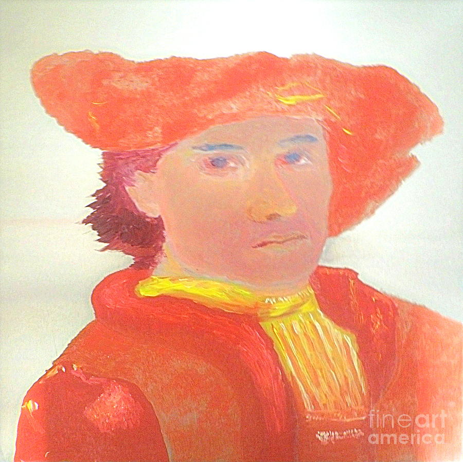 Young Rembrandt in Red 1 Painting by Richard W Linford