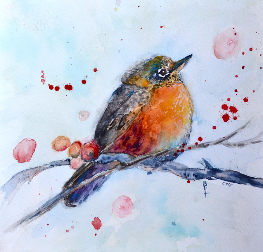 Young Robin Painting by Beverley Harper Tinsley