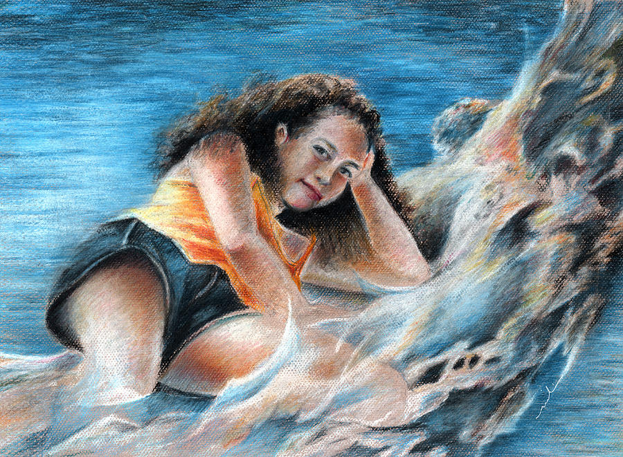 Young Tahitian Mermaid Painting by Miki De Goodaboom