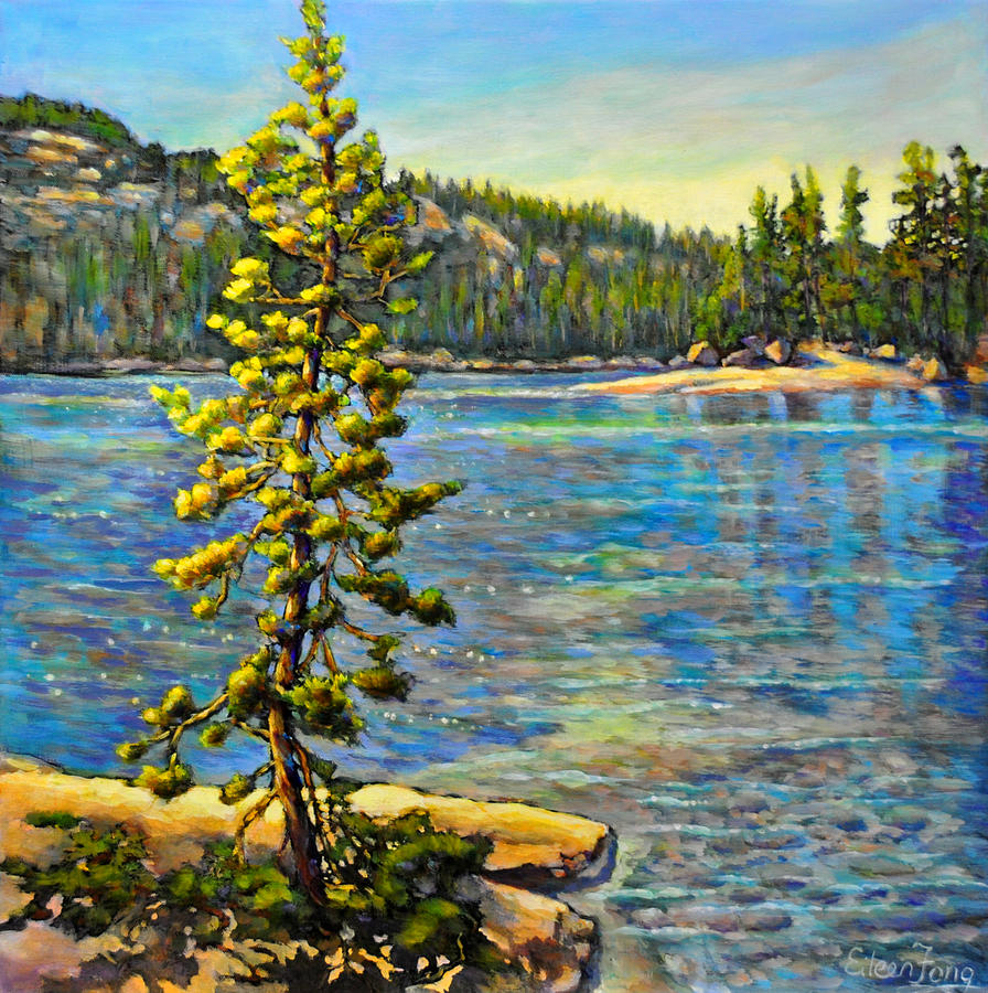 Young Tree by the Lake Painting by Eileen  Fong