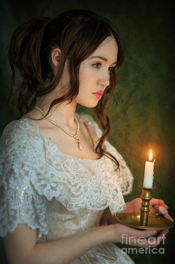 Victorian Woman Holding A Candle #3 by Lee Avison