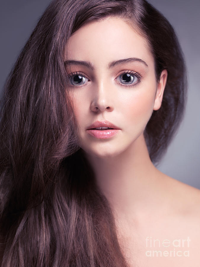 Young woman anime style beauty portrait with beautiful large gra Photograph by Maxim Images Exquisite Prints