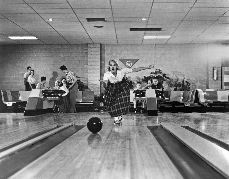Young Woman Bowling Photograph by Underwood Archives