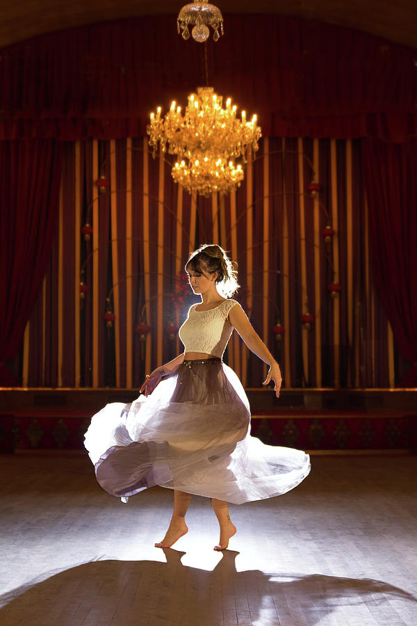 Young Woman Dancing Barefoot In Ballroom Photograph by Phil Payne Photography