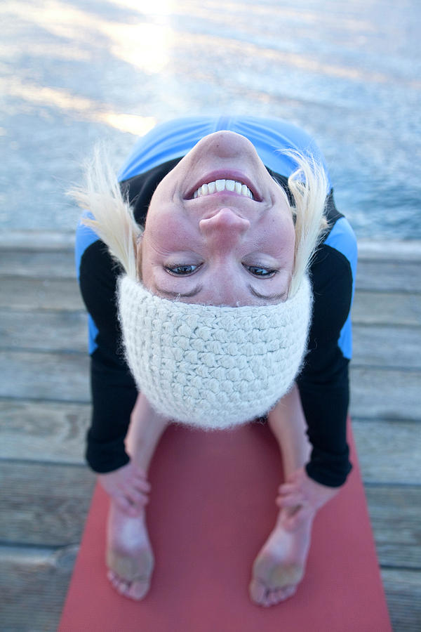 Agility Photograph - Young Woman Doing Yoga On Pier In Tahoe by Justin Bailie Agility Photograph - Young Woman Doing Yoga On Pier In Tahoe by Justin Bailie