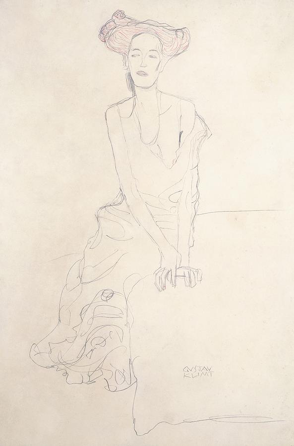 Gustav Klimt Drawing - Young Woman by Gustav Klimt