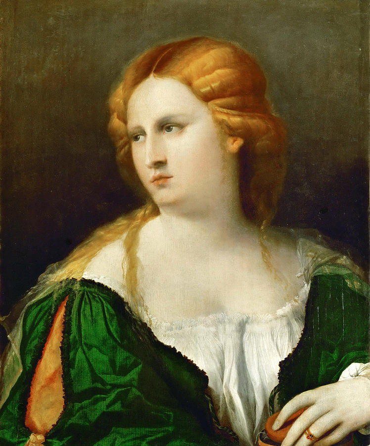 Young Woman in Green Dress Painting by Palma Vecchio