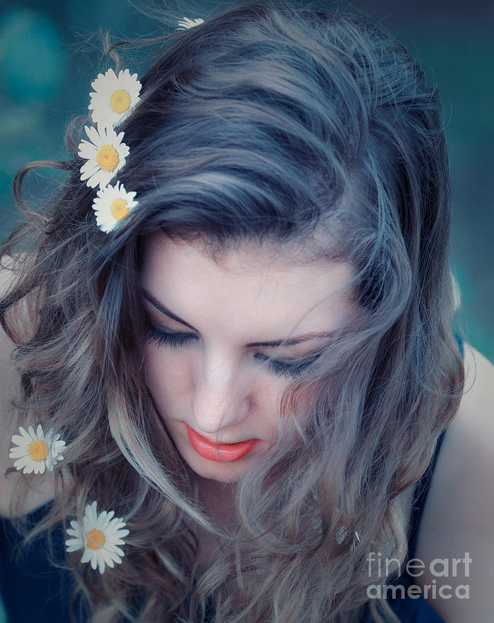Portrait Photograph - Young woman with flowers in her hair by Gabriela Insuratelu