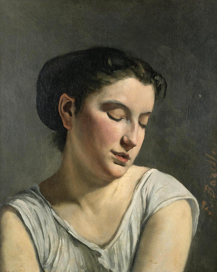 Portrait Painting - Young Woman with Lowered Eyes by Frederic Bazille
