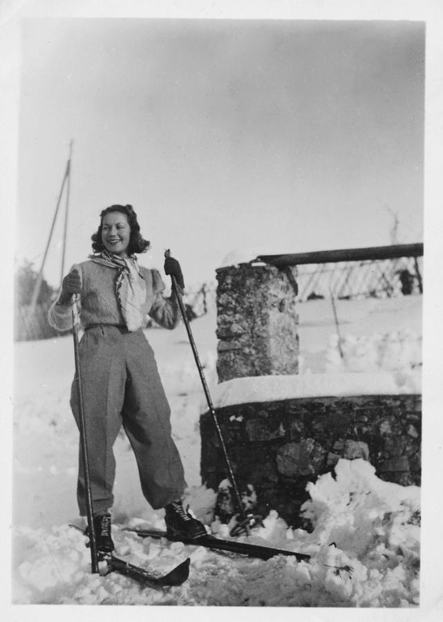Young Woman with Ski. Winter Holidays, 1935. Black And White Photograph by Lisa-Blue