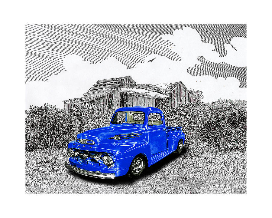 Your 1952 F 100 Pick Up in N M  Painting by Jack Pumphrey