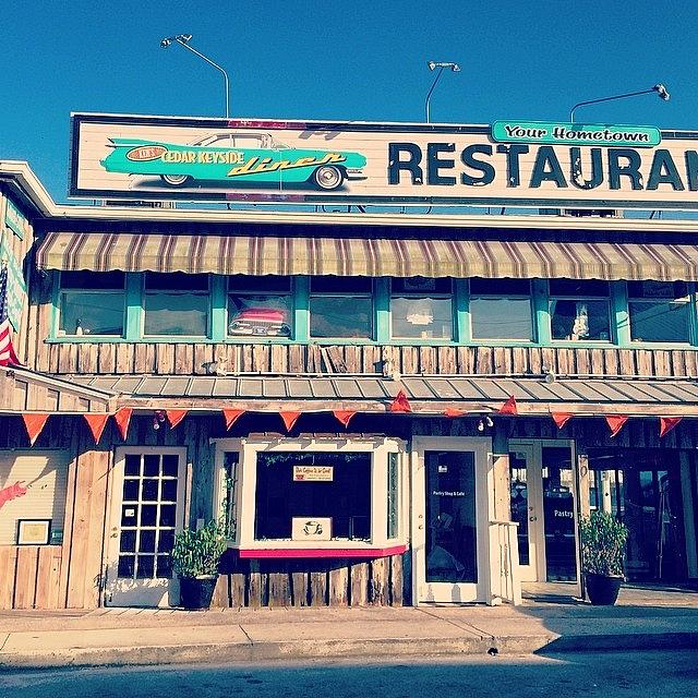 Sign Photograph - Your Hometown Restaurant #cedarkey by Veronica Ibanes