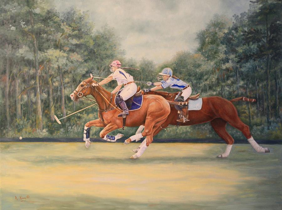Horse Painting - YouTube Video - A Polo Match by Roena King