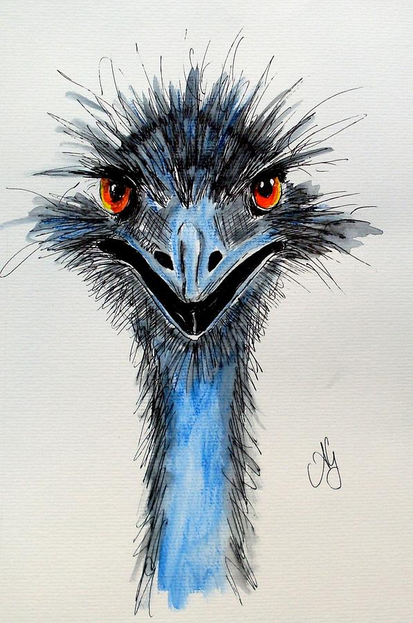Emu Painting - Do ya feel lucky? Well do ya punk by Anne Gardner