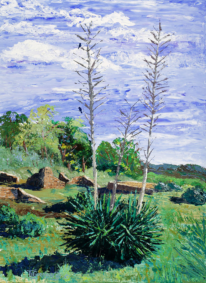 Yucca at the Ruins Painting by Timithy L Gordon