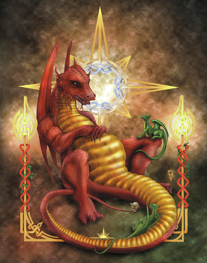 Yule Dragon Painting by MGL Meiklejohn Graphics Licensing