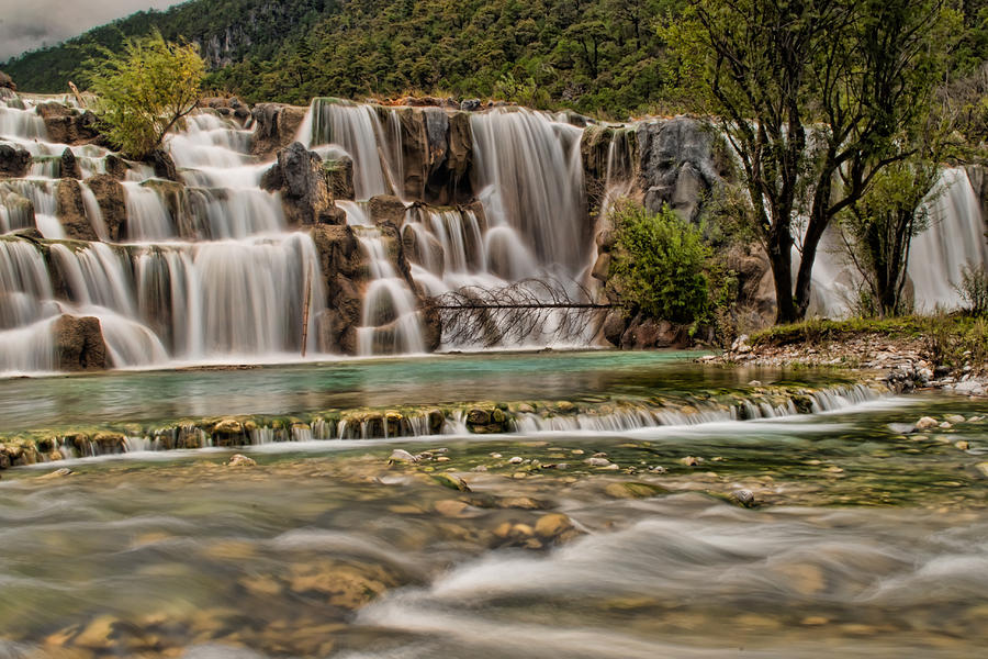 Nature Photograph - Yulong Snow Mountain Waterfall by James Wheeler