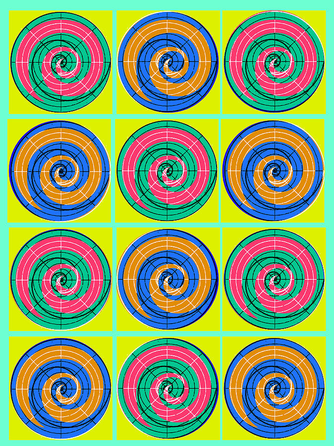Cow Digital Art - Yum Yums lifesaver Spiral Orb Circle Bubble Pop A La After Warhol by Robert R Splashy Art Abstract Paintings
