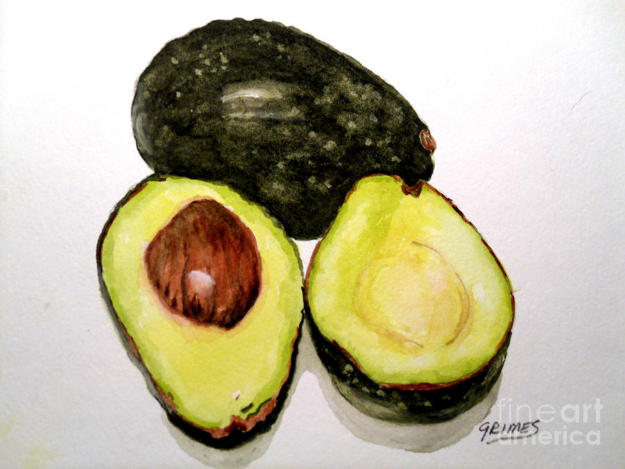 Yummy Avocado Painting by Carol Grimes