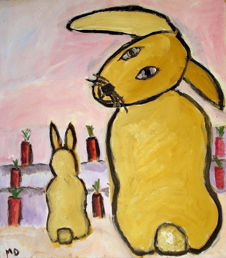 Bunnies Painting - Yummy Bunny by Michael Dohnalek