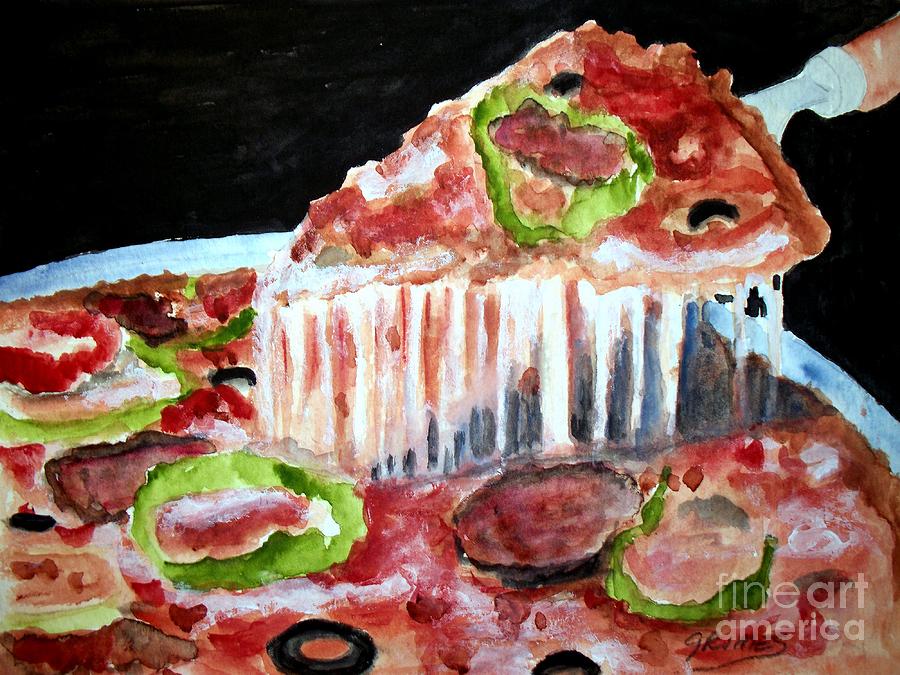 Yummy Pizza Pie Painting by Carol Grimes