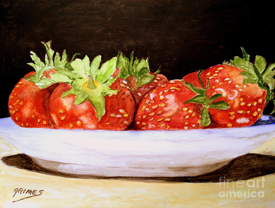 Yummy Strawberries Painting by Carol Grimes