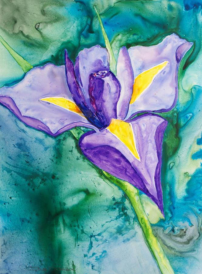 Yupo Iris Painting by Patricia Beebe