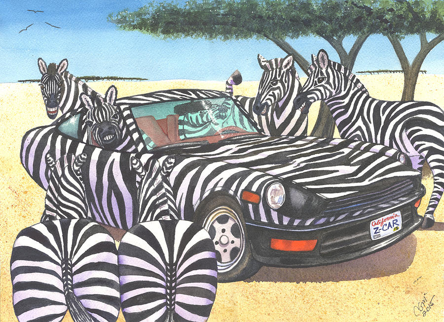 Zebra Painting - Z-Car by Catherine G McElroy