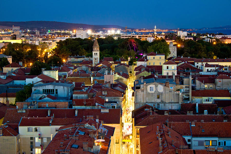 Zadar peninsula calle larga panorama in evening Photograph by Brch Photography
