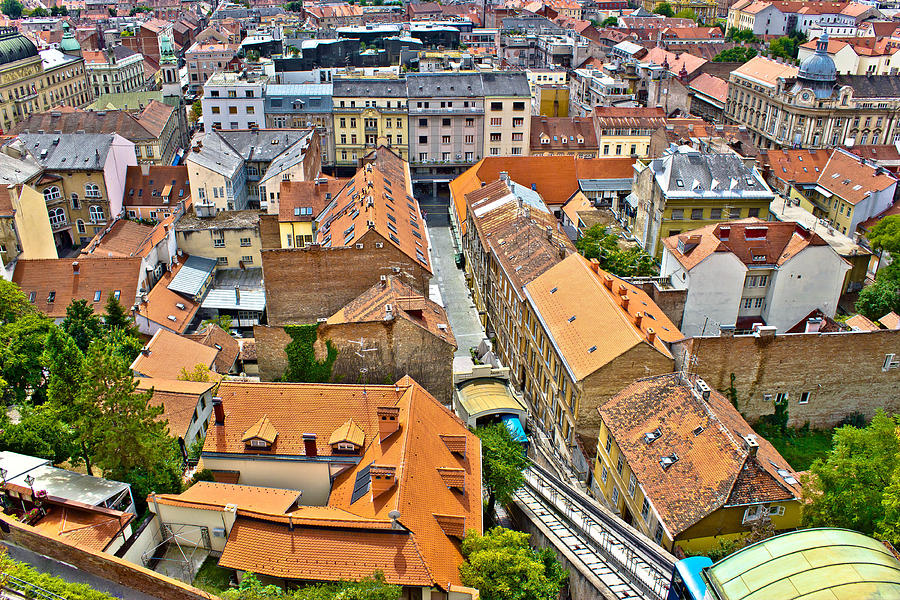 Zagreb historic lower town architecture rooftops Photograph by Brch Photography