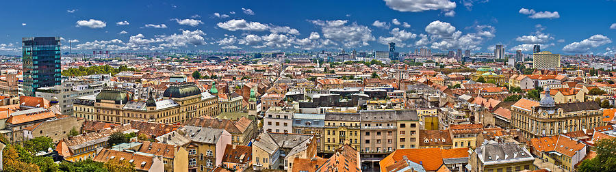 Zagreb Lower Town Colorful Panoramic View Photograph