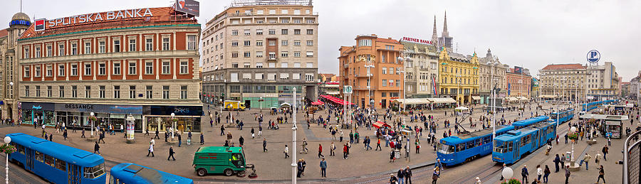 Zagreb main square aerial panorama Photograph by Brch Photography