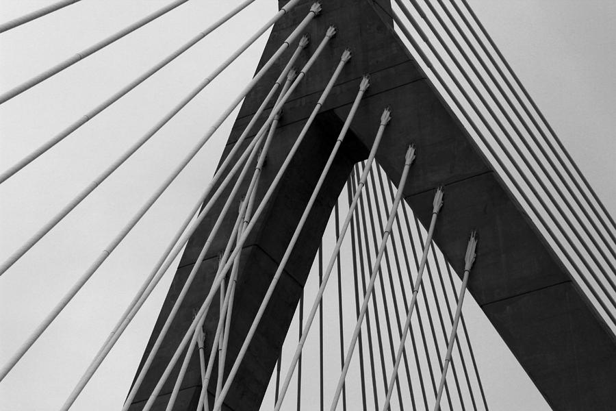 Black And White Photograph - Zakim 3 by Mary Bedy