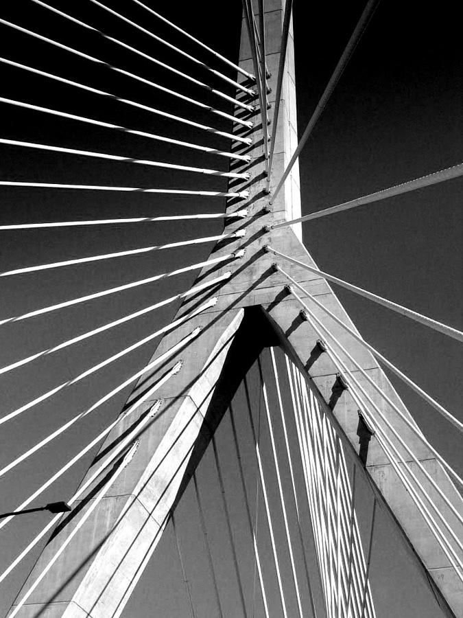 Zakim Bridge 2 Black and White Photograph by Mary Bedy