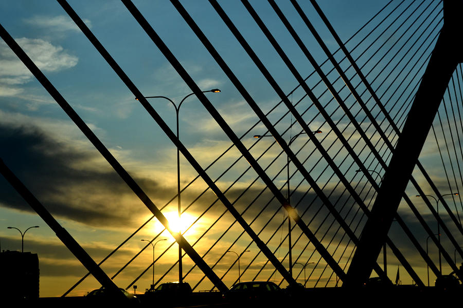 Zakim Bridge at Sunset Photograph by Nadalyn Larsen