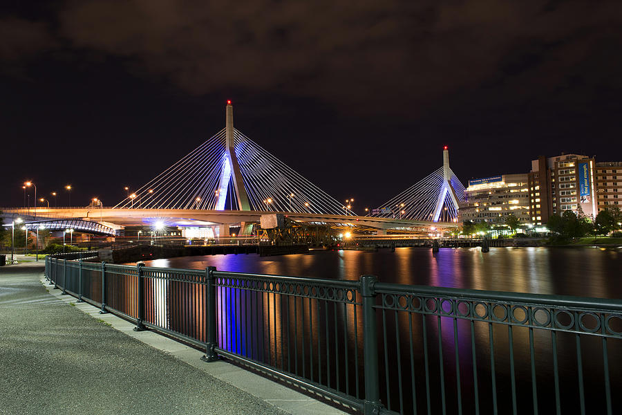 Boston Photograph - Zakim Bridge by Night - Boston by Jatin Thakkar