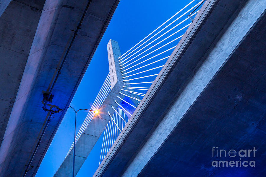 Zakim Bridge in Blue Photograph by Susan Cole Kelly