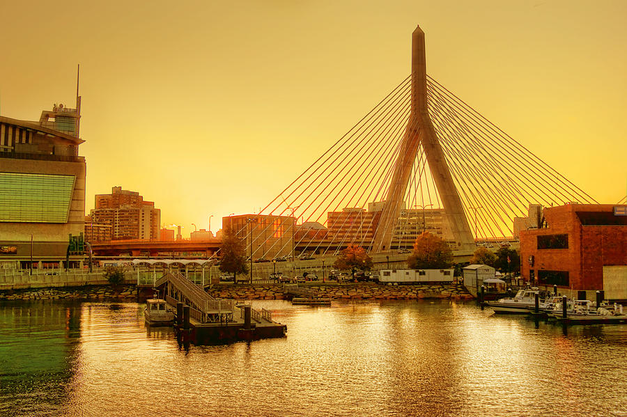 Boston Photograph - Zakim Bridge Sunset by Nikolyn McDonald