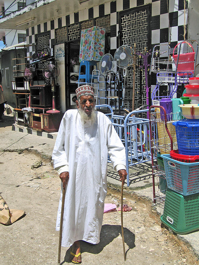 Hat Photograph - Zanzibar Old Man In Market by Jay Milo