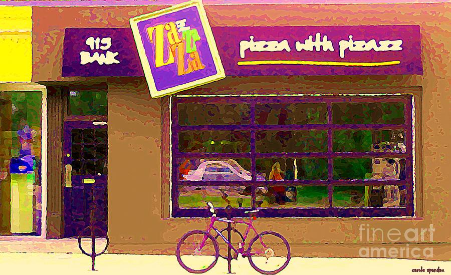 Zazaza Pizza With Pizazz Gourmet Pizza In The Glebe Urban Scenes Old Ottawa  Art C Spandau  Painting by Carole Spandau