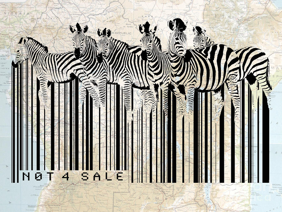Vintage Digital Art - Zebra barcode by Sassan Filsoof