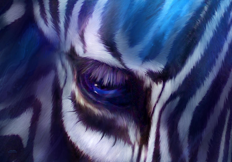Zebra Blue Mixed Media by Carol Cavalaris